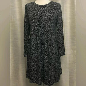 J. JILL- Wearever Collection Black Texture Herringbone A-Line Dress